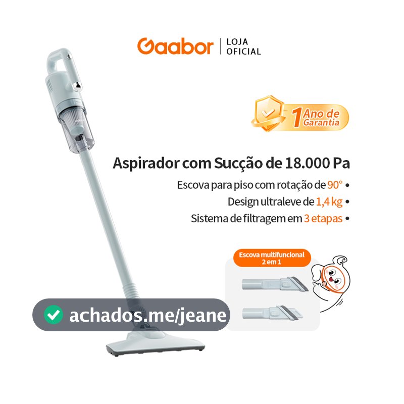 Gaabor Aspirador de Pó 2 em 1 com Fio 4.5m Sucção Forte 18000Pa Filtro Lavável 0.5L CW-18M02A