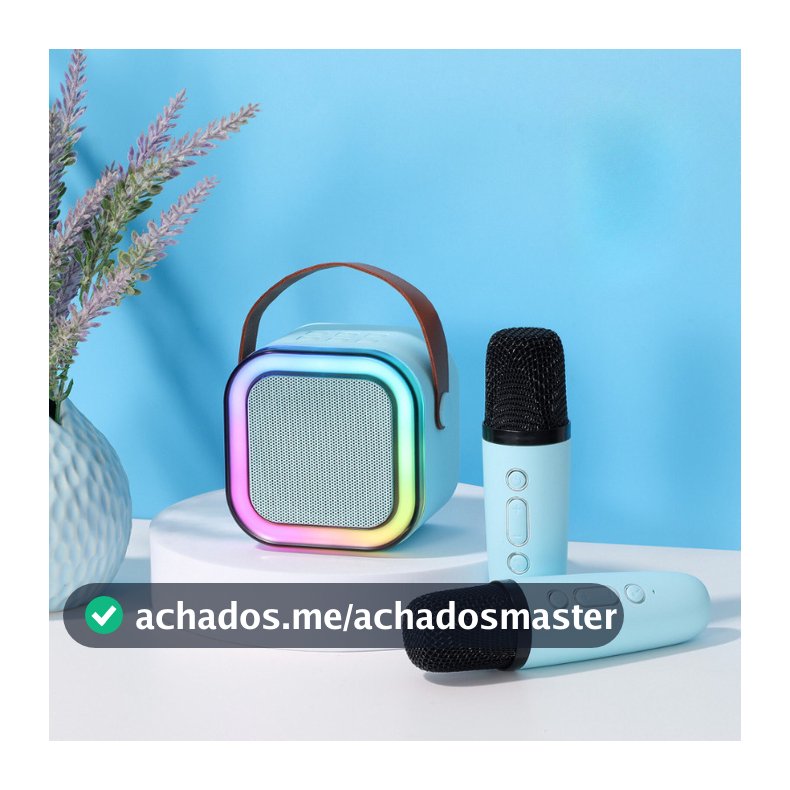Caixa de Som K12 Bluetooth Portátil com 1 ou 2 Microfones Mini Alto-Falante Karaokê