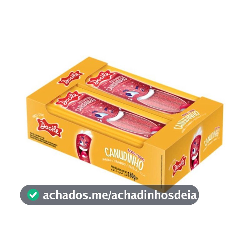 Bala Gelatina Canudinho Morango Citrico Docile Com 12 Unidades De 15g