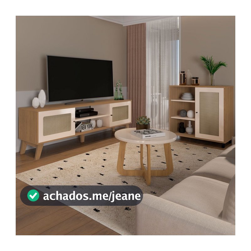 Sala de Estar Completa para TV até 75 Polegadas Charlotte 3 Portas
