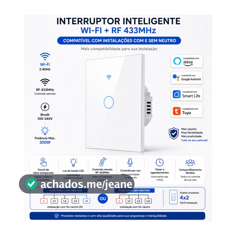 Interruptor Inteligente Wifi Sem Neutro