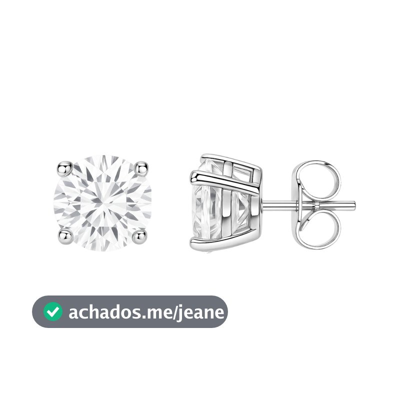 Brinco Redondo 6mm Moissanite Prata 925