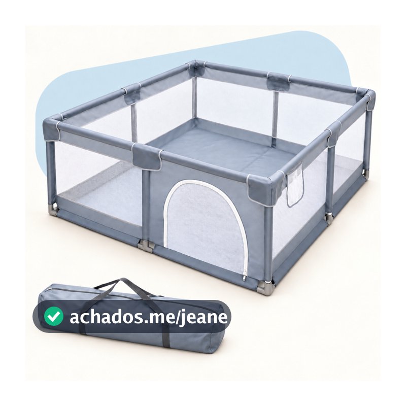Cercadinho Desmontável Infantil Criança Bebê Chiqueirinho Grande 2,0x1,5m Portátil Grade Tela De Proteção Fácil Montagem