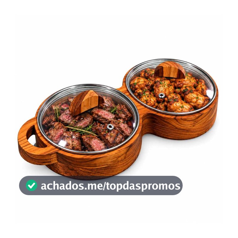 Gamela Redonda com Tampa de Vidro Madeira Teca Nobre Churrasco Tabua Tábua Carne Petisco Frios Cozinha Fondue