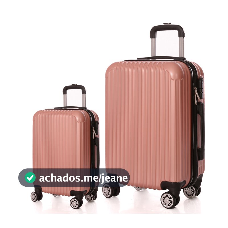 Kit Mala de Viagem 2 Peças Bordo e Média - C/ 4 Rodinhas 360º