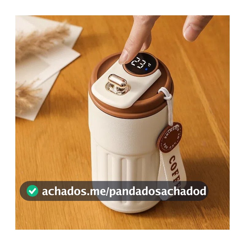 Copo Térmico Cafe Inox Portátil com tampa,420ml, Com LED Temperatura Antivazamento 1 - 6