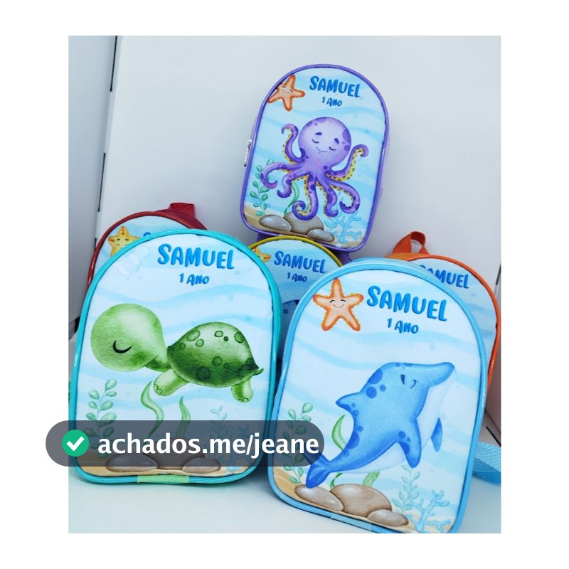 Promoção! Kit com 10 Mochilinhas Personalizadas Fundo do Mar, bolsinhas para festa Infantil, festa fundo do mar.