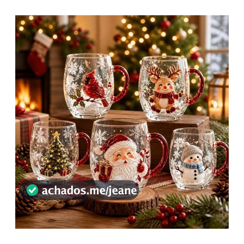SD413UDC Copo De Arte De Natal , Vidro De Árvore De Rena , Caneca De Café Com Padrão 2D De Boneco De Neve De Pássaro