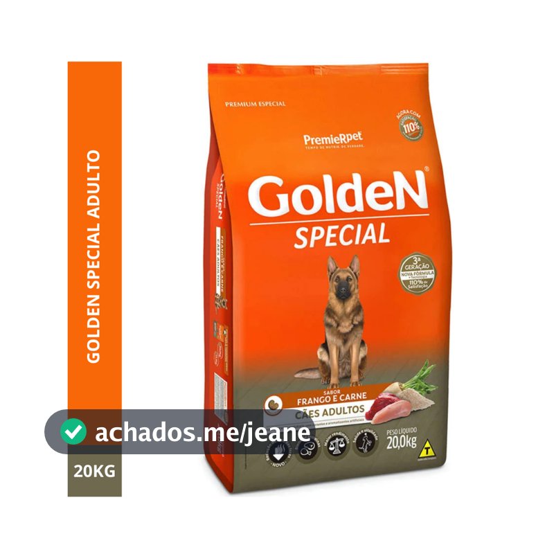 Ração Golden Para Cão Adulto Special Frango e Carne 20 kg
