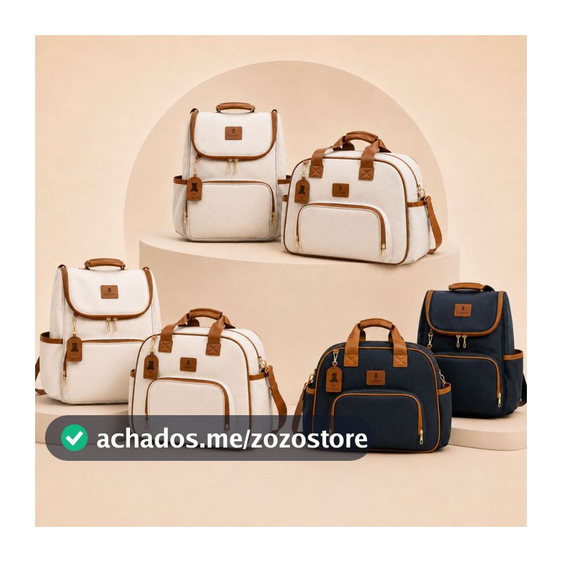 Kit Bolsa Maternidade com Mochila Ellen em Linho e Corano