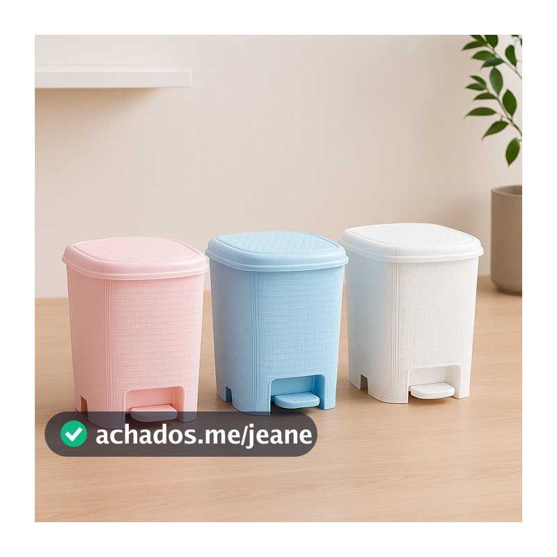 Lixeira Rattan 6L com Pedal Plástico Resistente Cesto de Lixo Quarto Cozinha Banheiro Cores