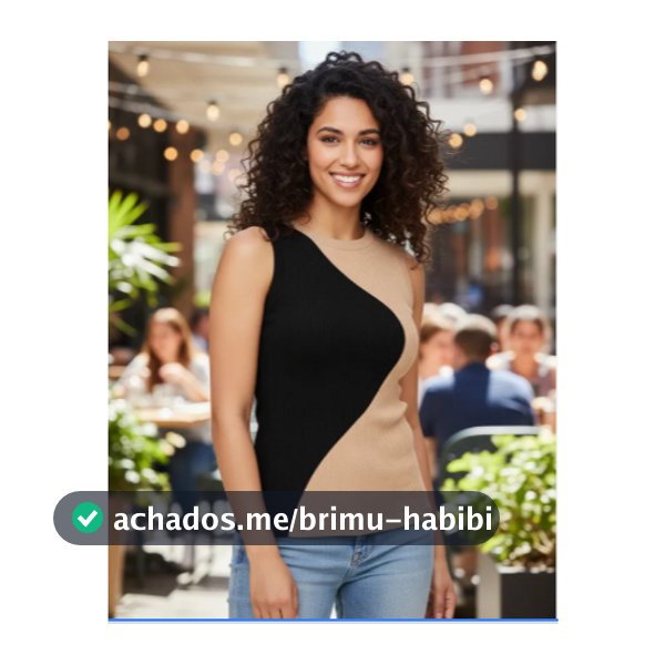 Blusa Feminina Regata Canelada Bicollor Casual Presente Festas Confotável