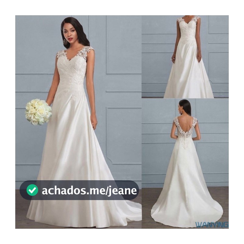 Vestido de Noiva Longo com Design Costas Descobertas W3X0
