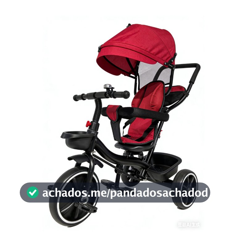 Carrinho de bebê triciclo com barra de empurrar--3608