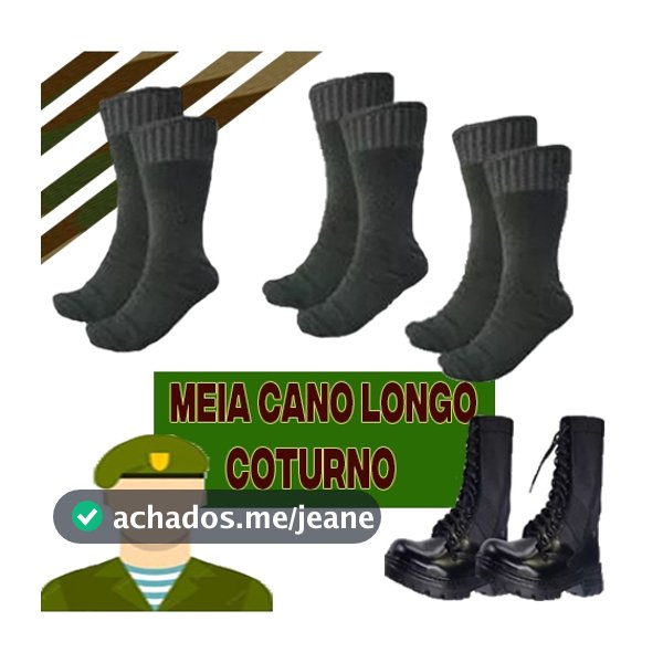 05 OU 01 PARES Meias de Cano Longo - Meia de Coturno Exército e para Trabalho com Bota.