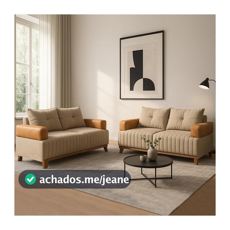 Conjunto Sofá 3x2 Lugares Leona em Linho Bom Pastor