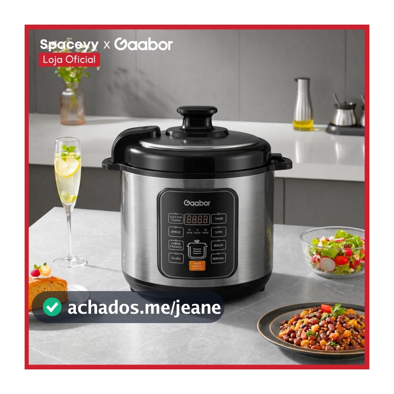 Panela de Pressão Elétrica 6L Gaabor Multifuncional 1000W 8 Funções