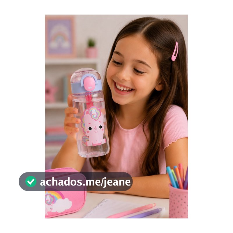 Copo Infantil Garrafa Canudo Silicone 400ml Antivazamento Criança Bpa Free Tampa Flip Alça Escolar