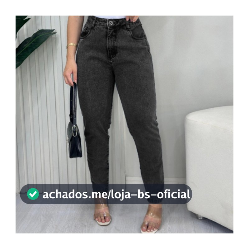 Calça Jeans MOM Grafite 100% Algodão Premium