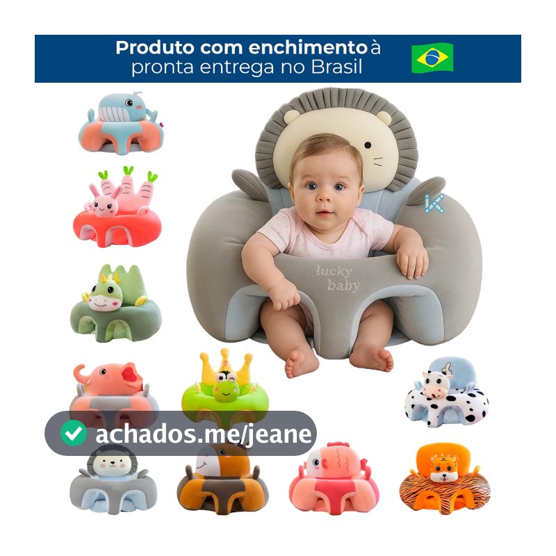 Assento Bebê Sofá Pelúcia Almofada Apoio Postura Antiqueda Aprender Sentar Antialérgico Premium Infantil