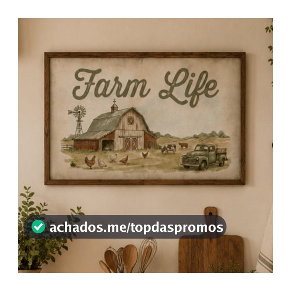 Quadro Decorativo Farmhouse Rústico Moldura A4 Cozinha Sala Varanda Estilo Vintage Fazenda