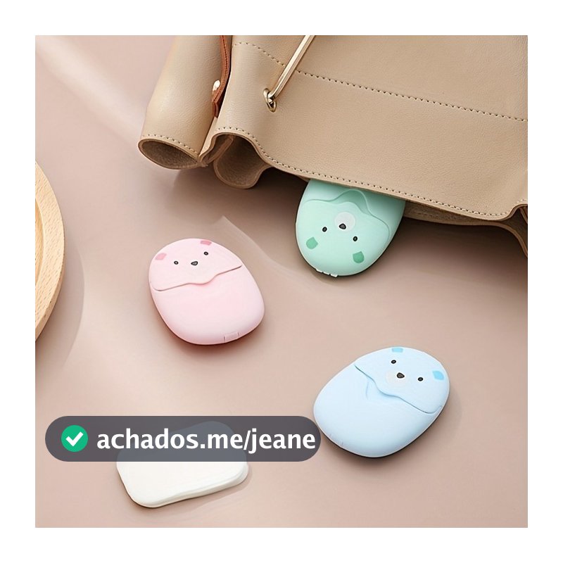 50 Peças Folha de Sabão Portátil para Viagem e Mãos Mini Fofo Necessaire Bolsa Higiene