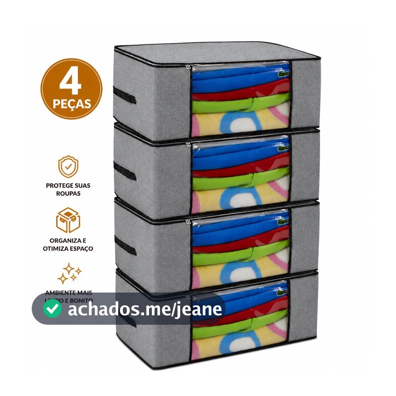 kit Caixa Organizadora de guarda roupa/Edredom/lençol/sapatos/coberta 45x45x20cm - Organizalux