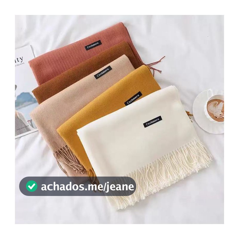 Cachecol feminino imitação de cashmere inverno fino 220garamas com franjas