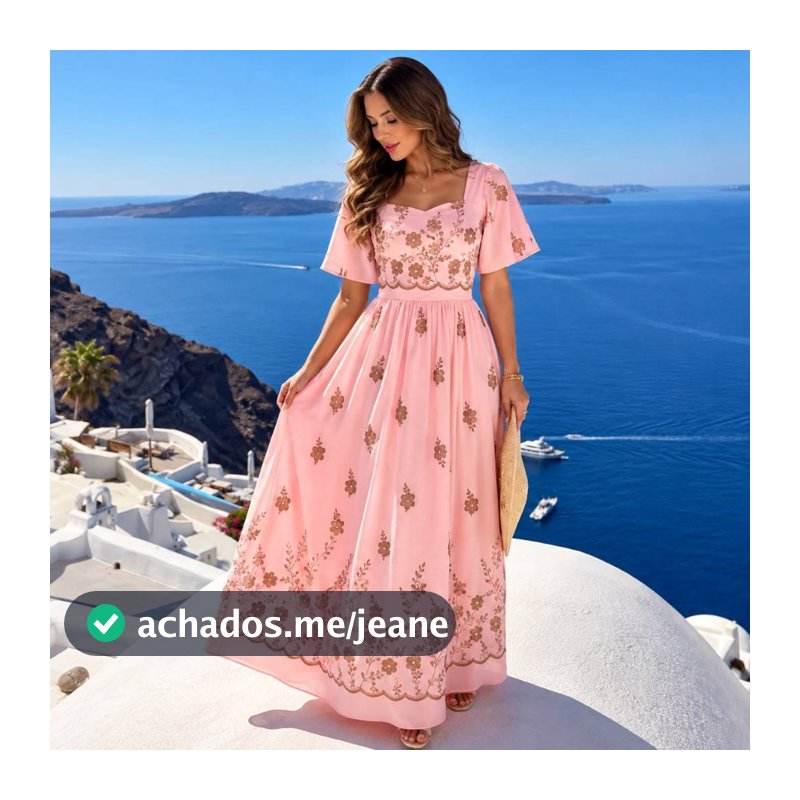 Vestido Longo Premium Duna Bordado Moda Evangélica Vestido Elegante Qualidade