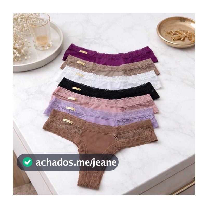 Kit Calcinhas Tanga Luz Microfibra Premium + Renda Fundo 100% Algodão Cores Sortidas P Ao GG