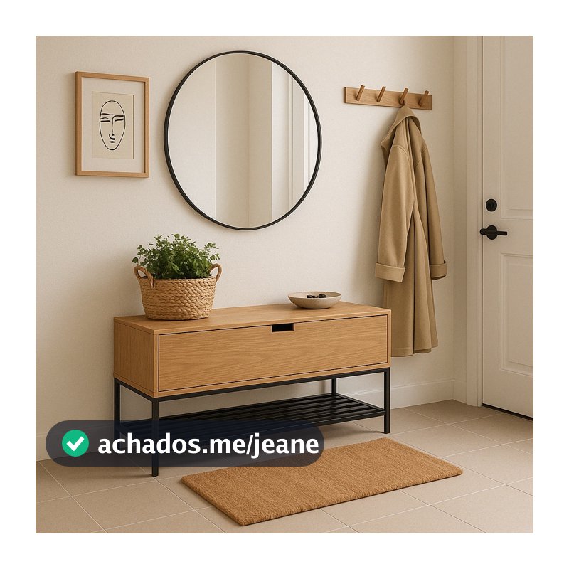 Banco Sapateira calçadeira puff baú balcão com porta recamier rack aparador armário freijó 100cm