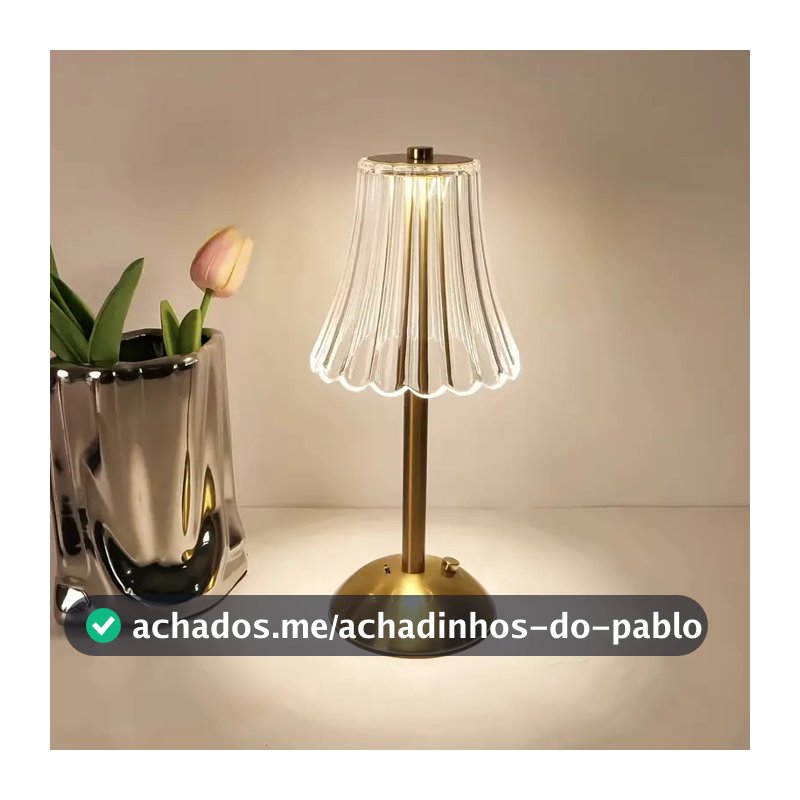 Abajur Recarregável de Mesa dourado Aço inoxidável Luz Touch sem fio LED Luminária de mesa P/quarto