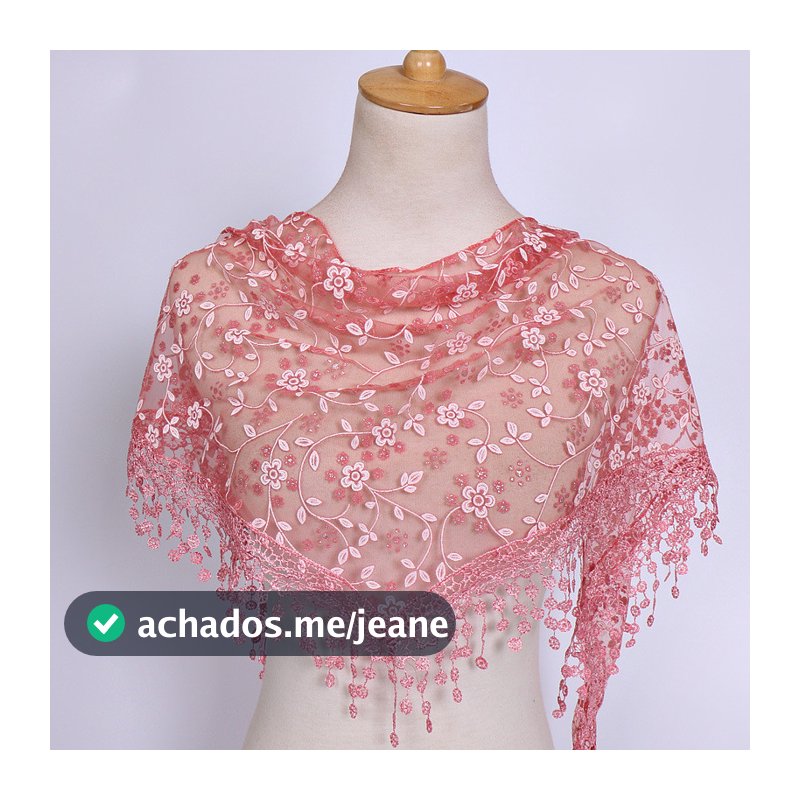 Estilo étnico de outono e inverno triangular feminino xale rosa cachecol feminino