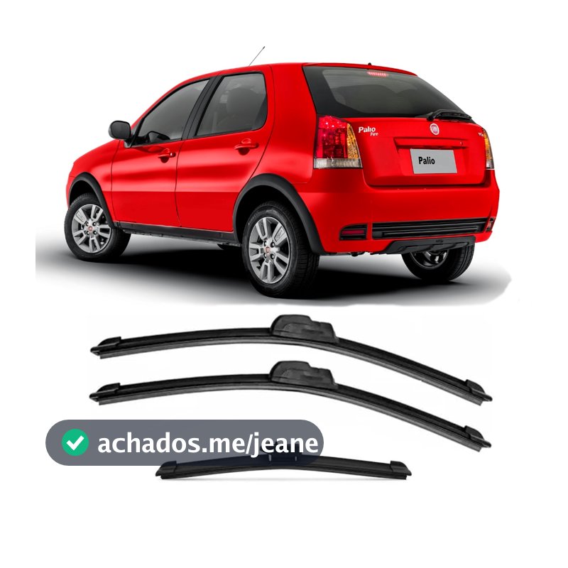 Kit 3 Palhetas Limpador De Parabrisa Dianteiro + traseiro Fiat Palio G3 / G4 2004 até 2015