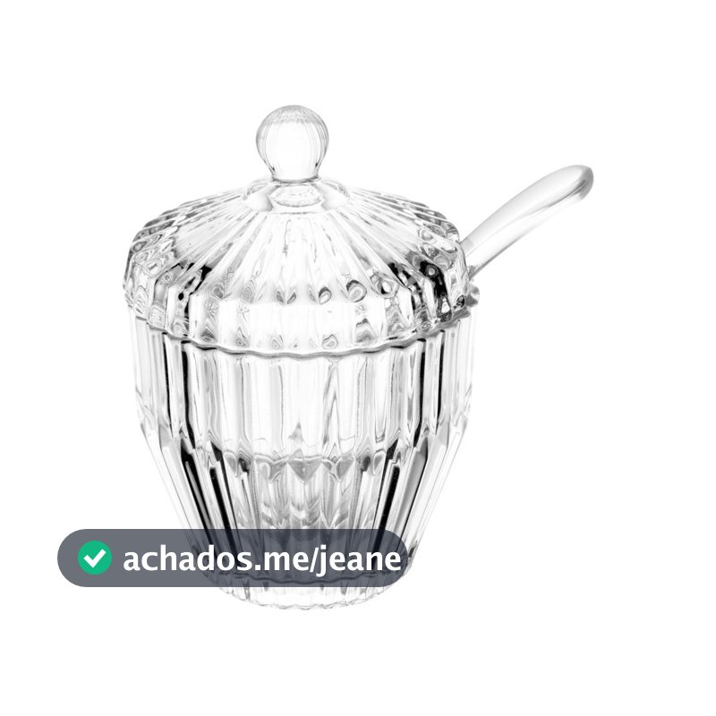 Açucareiro Wolff Imperatriz de Cristal 8cm x 8cm x 11cm Açucareiro para Mesa Posta Café e Chá Elegante Qualidade Cozinha