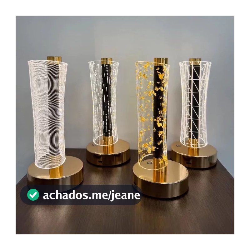 Luminaria De Mesa Luxo Lâmpada Abajur De Mesa 3 Modos De Luz Sensor De Toque Recarregável