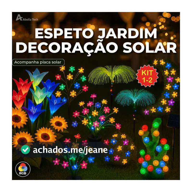 Espeto Jardim Solar RGB Acompanha Placa Solar A Prova dágua para Ambientes Externos Diversos Modelos