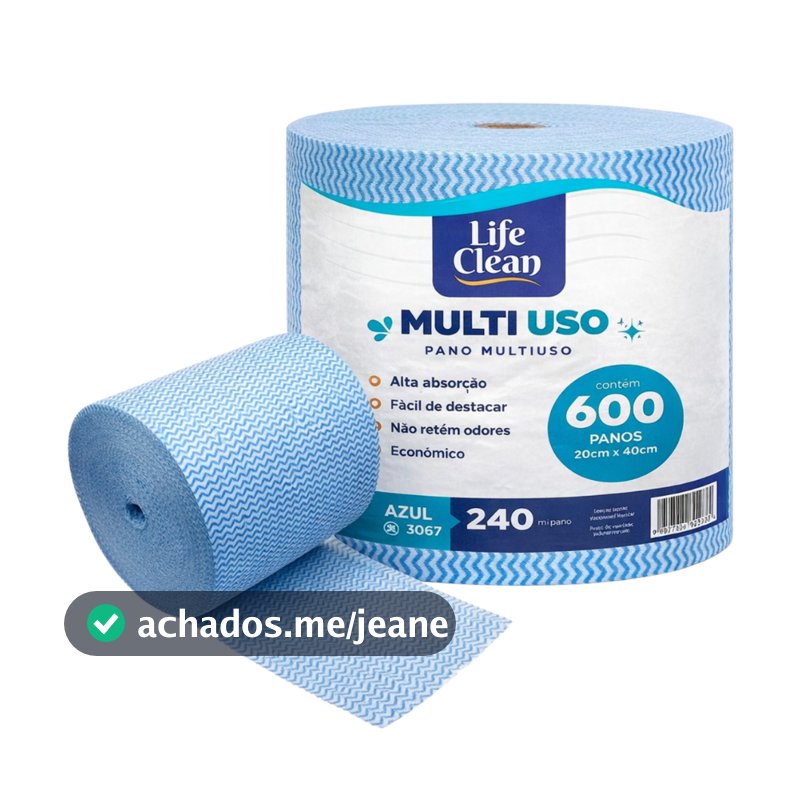 Rolo Pano Multiuso Perfex 20x40cm - Super Absorvente e Reutilizável, 600 Panos