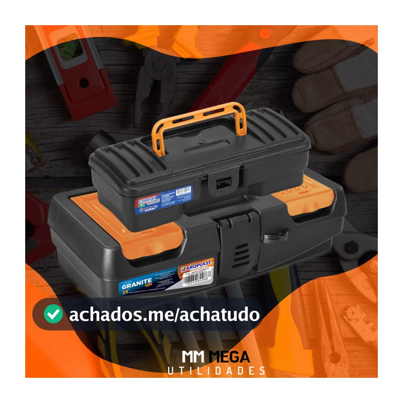 Kit 2 Maletas de Ferramentas Caixa Plástica Média Resistente