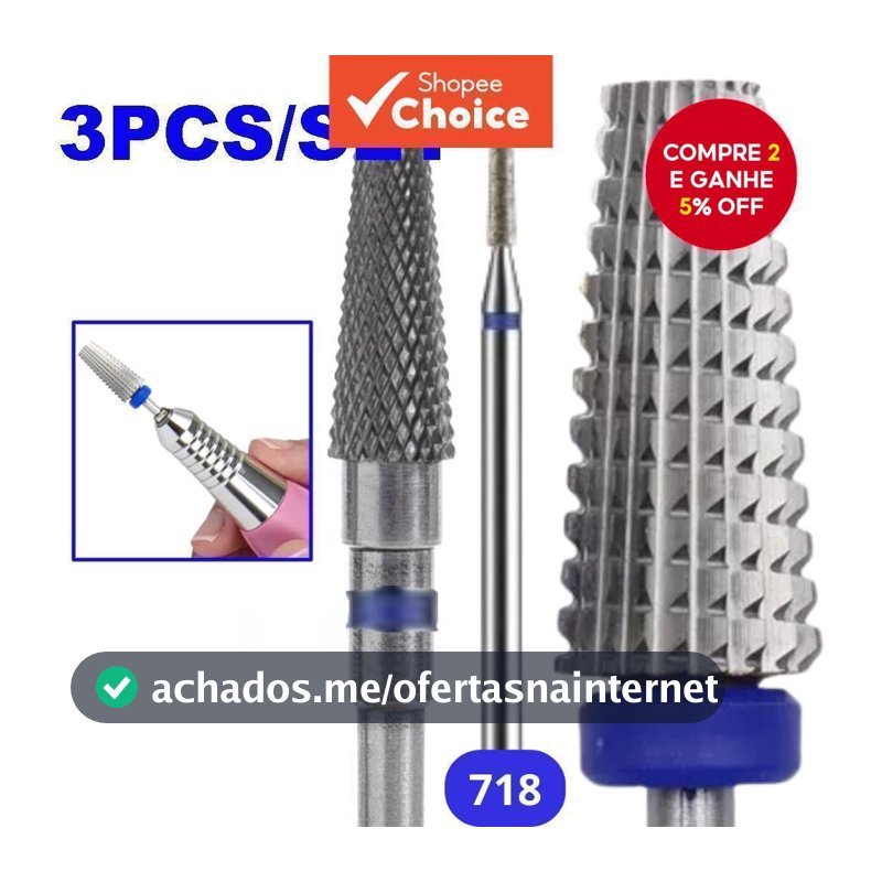 Kit de 3 peças/conjunto: Brocas de Tungstênio Profissionais para Removedor de Esmalte em Gel, para Ferramentas de