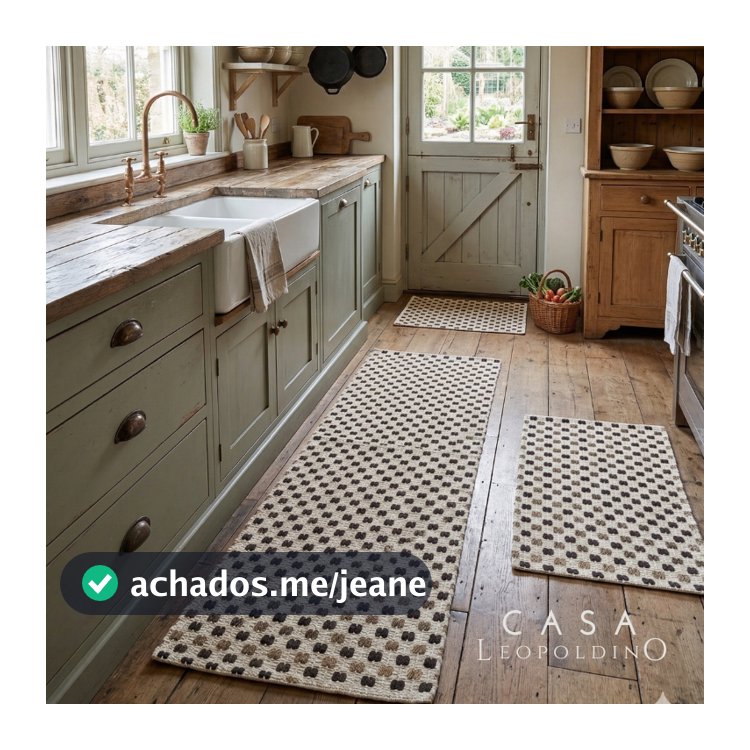 Kit Passadeira Cozinha 3 Peças Algodão - Coleção Grãos Farmhouse - Casa Leopoldino