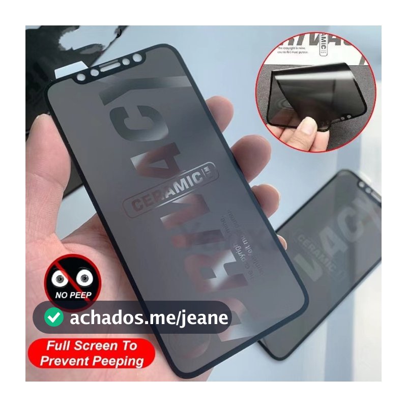 Película 9D Ceramica Privacidade Fosca Anti Spy para IPhone 18 17 16 15 14 13 Pro Max/ 12/ 11/ XR