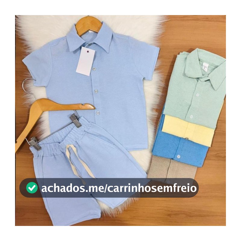 Conjunto Infantil Linho Camisa e Short Menino 2 Peças