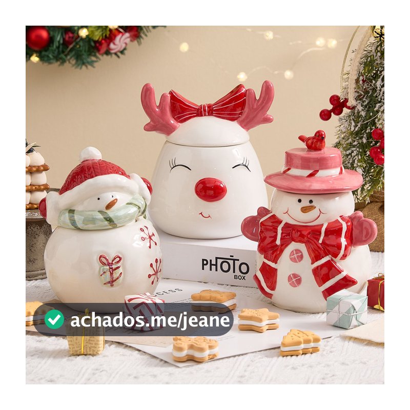 Tema de natal cerâmica biscoito doces Jar boneco de neve Elk forma bonito criativo caixa de armazenamento decoração orna