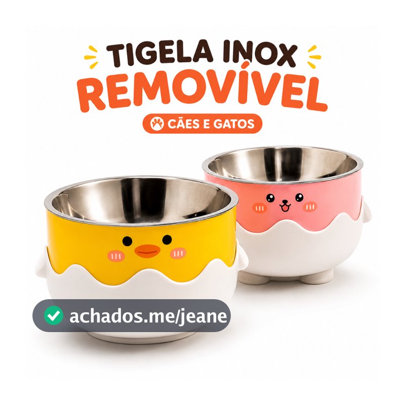 Comedouro Inox para Cães e Gatos com Tigela Removível Fácil de Limpar Design Fofo