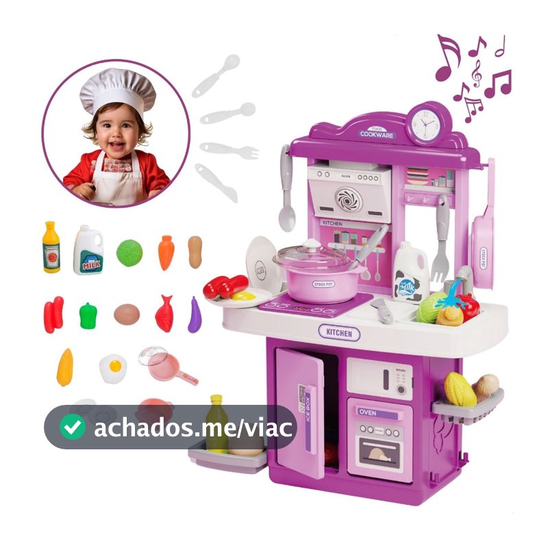 Kit Cozinha De Brinquedo Infantil Completa Solta Água E Som