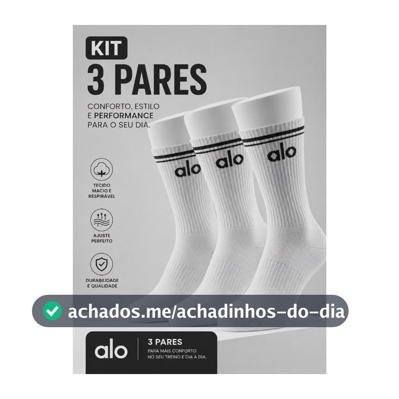 Meia Academia Kit 3 Pares Cano Longo Premium Algodão Para Treino e Dia a Dia