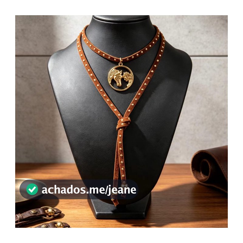 【Pronta Entrega】Gargantilha Choker Country Concho Turquesa Estilo Cowboy Moda Rodeio