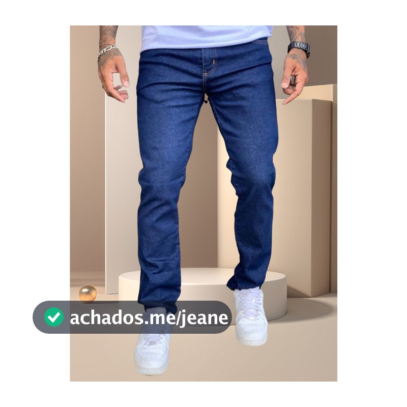 Calça Jeans Masculina Básica Com Lycra Azul Escuro-Tomada de fábrica