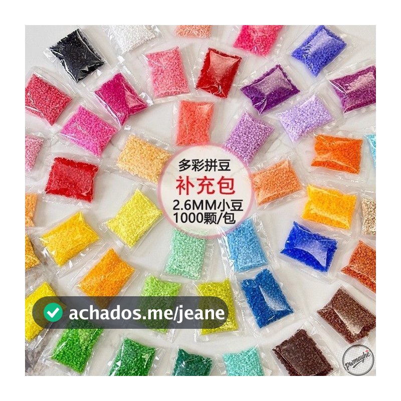 1000 Peças de Pérolas Perler de 2,6mm para Refil, Brinquedo de Quebra-Cabeça DIY Pixel Art, Presente para Crianças